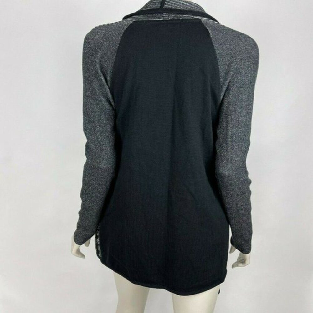 Nic Zoe Open Front Cardigan Long Sleeve Cotton Blend Sweater Black Women S NWT